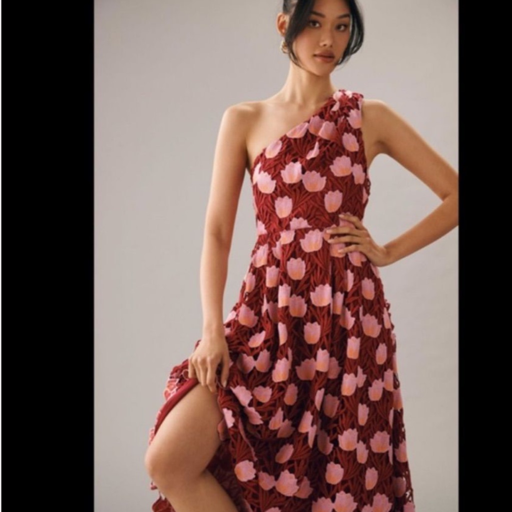Maeve One Shoulder Midi Dress, Overlay, Size Zip, Size 8, Nwt